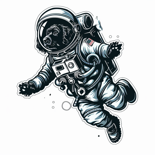 Cocker Spaniel Dog astronaut majestic Expressive surreal Vinyl Decal Sticker for Car, Laptop, Tumbler and more # F020199-4" x 4"