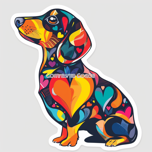 Dachshund Dog Heartcore Vinyl Decal Sticker for Car, Laptop, Tumbler and more # F012701