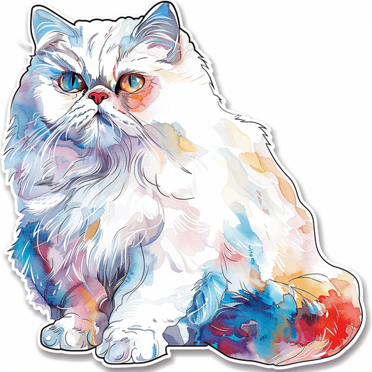 Sticker of a Persian Cat majestic Expressive surreal Vinyl Decal Sticker for Car, Laptop, Tumbler and more # F016309