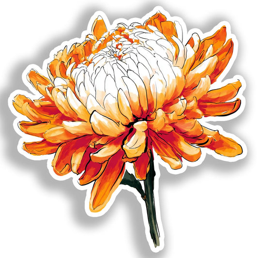 Chrysanthemum Flower Vinyl Decal Sticker for Car, Laptop, Tumbler and more # A019805-4" x 4"