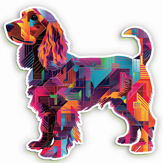 Cocker Spaniel Dog cyber punk Expressive surreal Vinyl Decal Sticker for Car, Laptop, Tumbler and more # F020072-4" x 4"