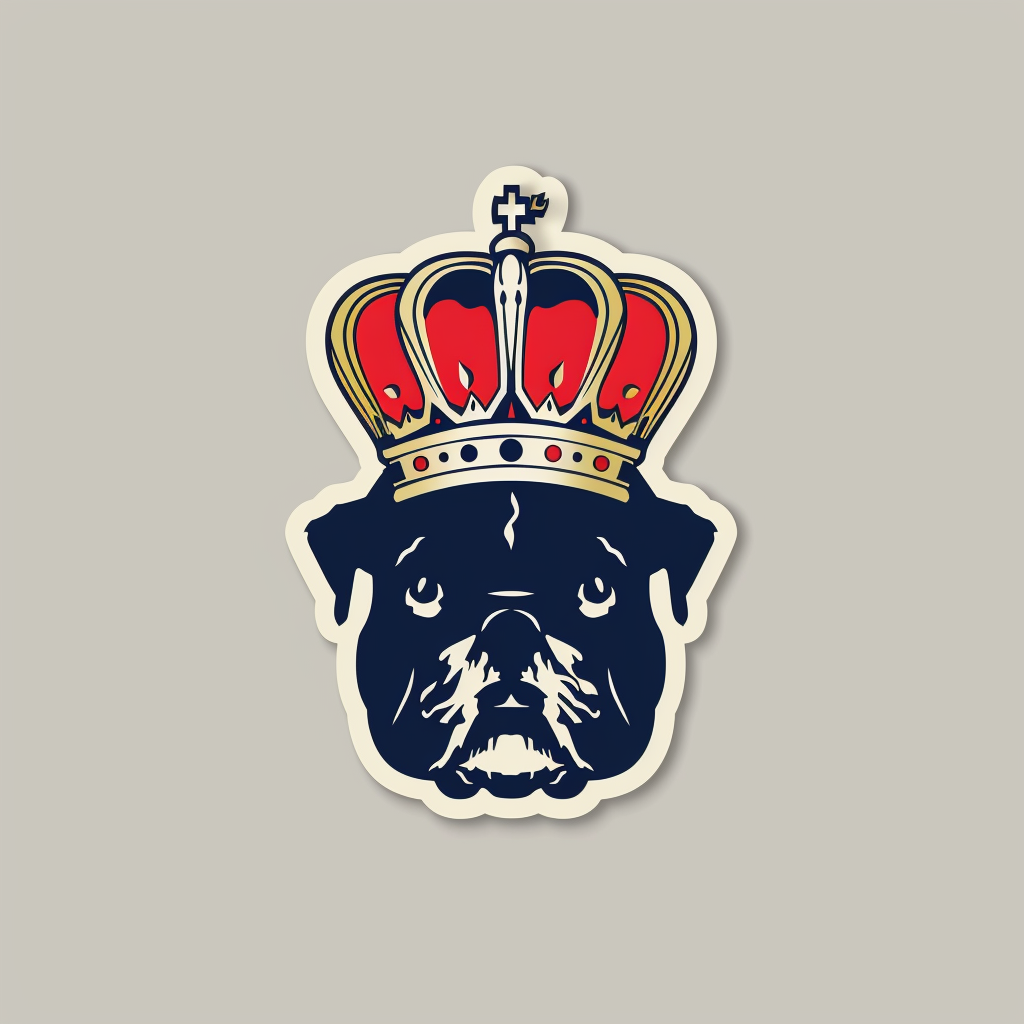 Bulldog Dog crowned majestic Expressive surreal Vinyl Decal Sticker for Car, Laptop, Tumbler and more # F017371