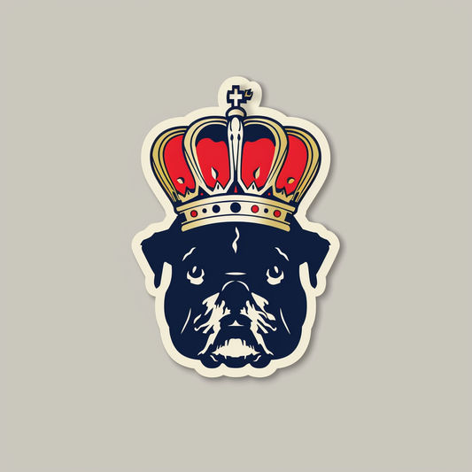 Bulldog Dog crowned majestic Expressive surreal Vinyl Decal Sticker for Car, Laptop, Tumbler and more # F017371