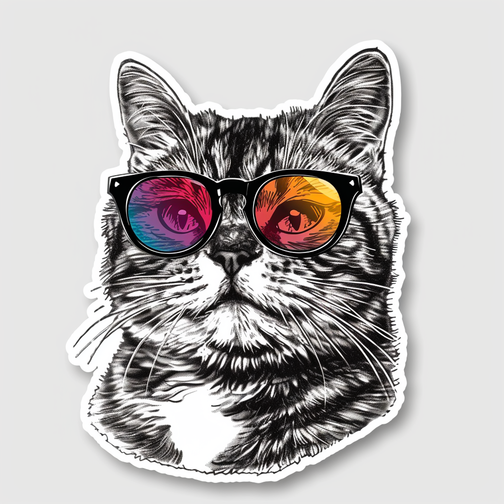 Sticker of an American Shorthair Cat majestic Expressive surreal Vinyl Decal Sticker for Car, Laptop, Tumbler and more # F019258