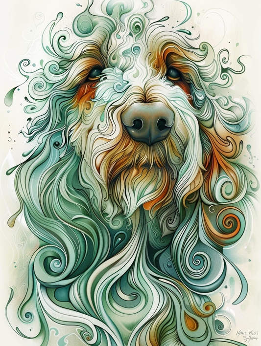 Poster of Goldendoodle dog Expressive surreal Poster # F024275