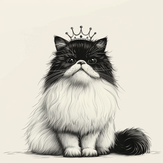 Persian Cat crowned majestic Expressive surreal Vinyl Decal Sticker for Car, Laptop, Tumbler and more # F016145