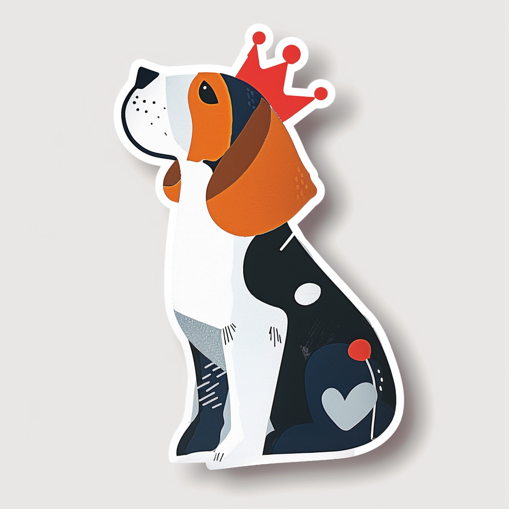 Beagle dog crowned Vinyl Decal Sticker for Car, Laptop, Tumbler and more # F011894
