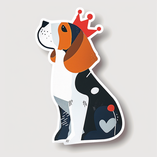 Beagle dog crowned Vinyl Decal Sticker for Car, Laptop, Tumbler and more # F011894