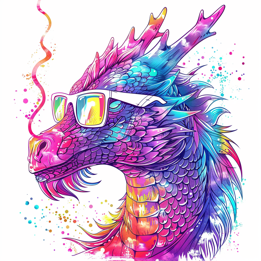 Dragon wearing sunglasses majestic Expressive surreal Vinyl Decal Sticker for Car, Laptop, Tumbler and more # F018947