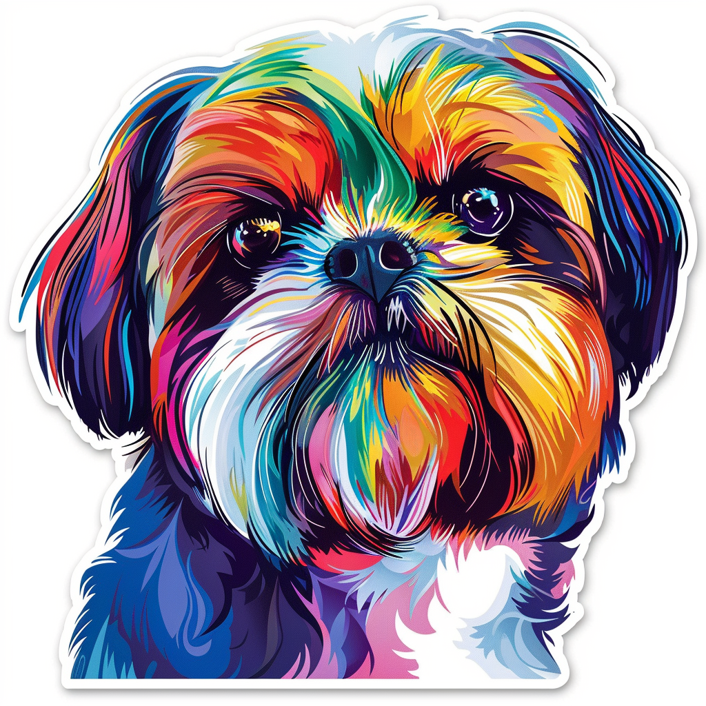 Adorable Shih Tzu Dog Expressive surreal Vinyl Decal Sticker for Car, Laptop, Tumbler and more # F018532