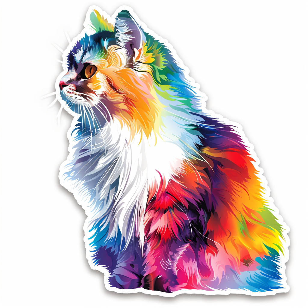 Persian Cat Expressive surreal Vinyl Decal Sticker for Car, Laptop, Tumbler and more # F016130