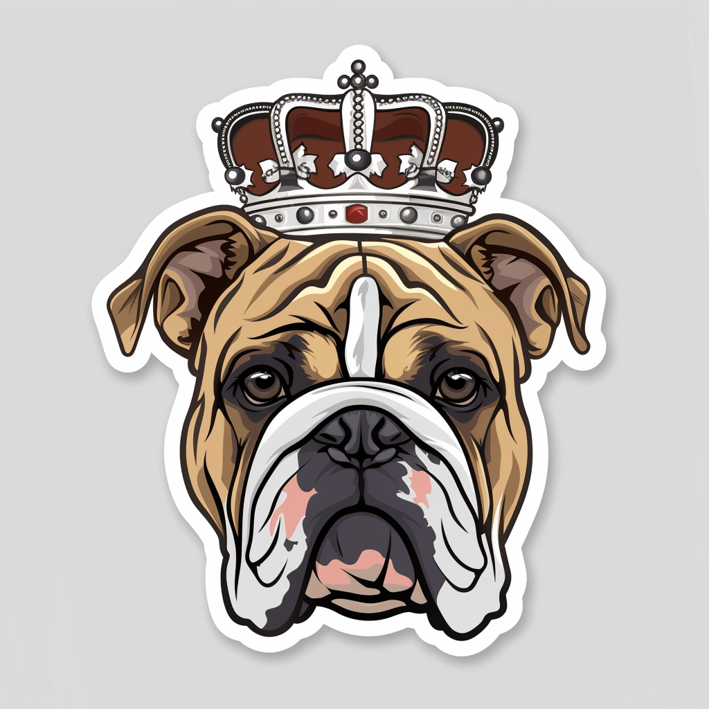 Bulldog Dog crowned majestic Expressive surreal Vinyl Decal Sticker for Car, Laptop, Tumbler and more # F017337