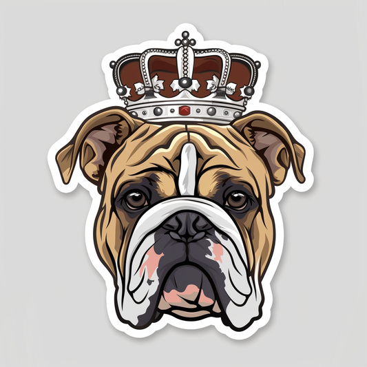 Bulldog Dog crowned majestic Expressive surreal Vinyl Decal Sticker for Car, Laptop, Tumbler and more # F017337