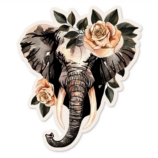 Elephant Expressive surreal Vinyl Decal Sticker for Car, Laptop, Tumbler and more # F022194-4" x 4"