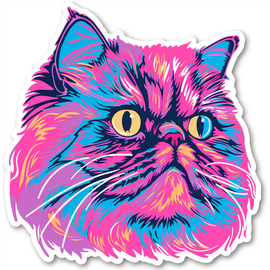 a Persian Cat cyber punk majestic Expressive surreal Vinyl Decal Sticker for Car, Laptop, Tumbler and more # F016227