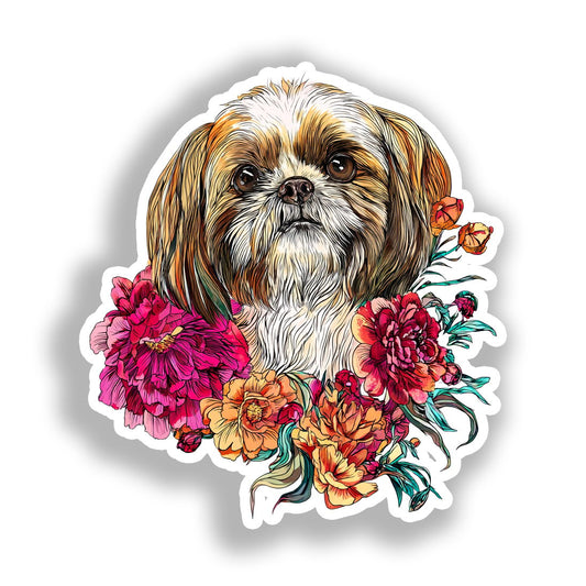 Shih Tzu Dog Vinyl Decal Sticker for Car, Laptop, Tumbler and more # A019150-4" x 4"