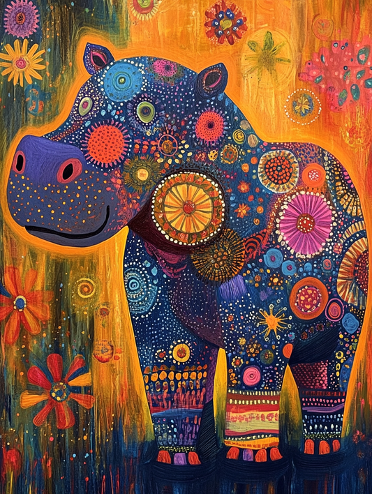 The silhouette of a Hippopotamus with an abstract Expressive surreal Poster # F024844