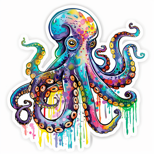 Sticker of a Octopus heartcore majestic Expressive surreal Vinyl Decal Sticker for Car, Laptop, Tumbler and more # F015443