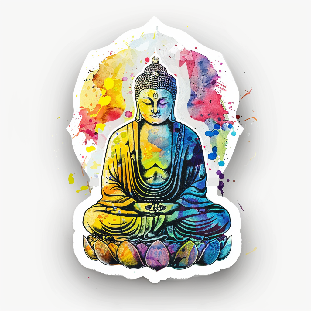 Buddha cartoon majestic Expressive surreal Vinyl Decal Sticker for Car, Laptop, Tumbler and more # F017123