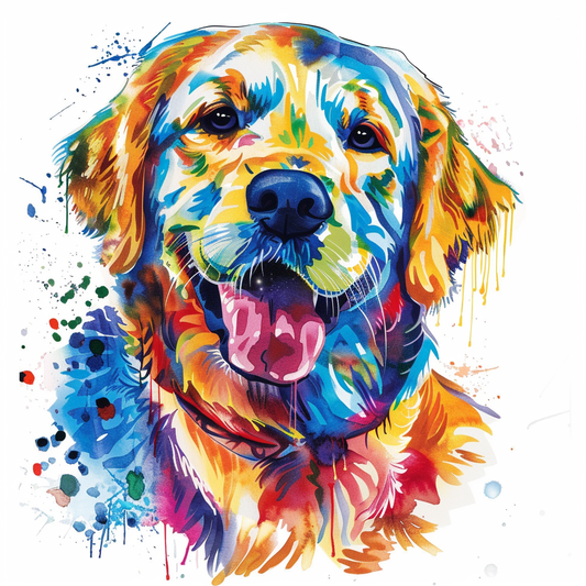 Golden Retriever Expressive surreal Vinyl Decal Sticker for Car, Laptop, Tumbler and more # F020376-4" x 4"