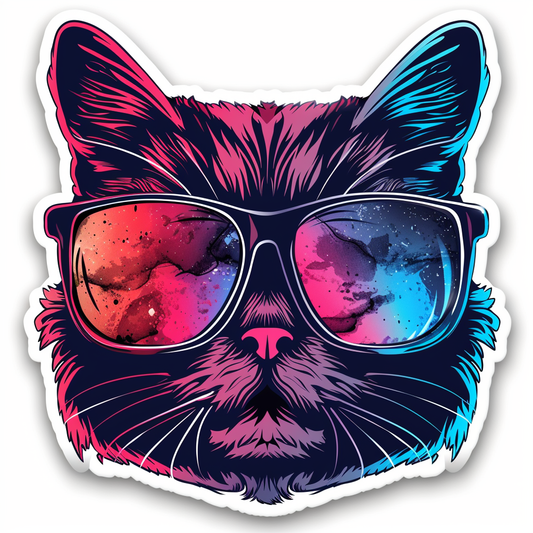 Persian Cat Expressive surreal Vinyl Decal Sticker for Car, Laptop, Tumbler and more # F016009