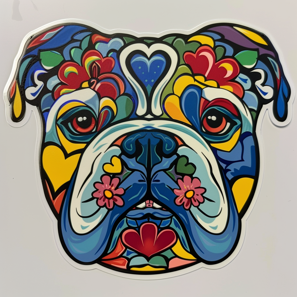 Bulldog Dog majestic Expressive surreal Vinyl Decal Sticker for Car, Laptop, Tumbler and more # F017639