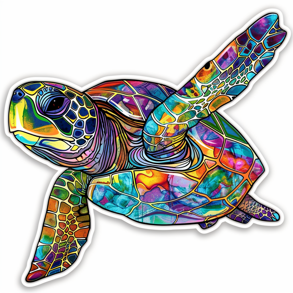 Sticker of a turtle majestic Expressive surreal Vinyl Decal Sticker for Car, Laptop, Tumbler and more # F022023