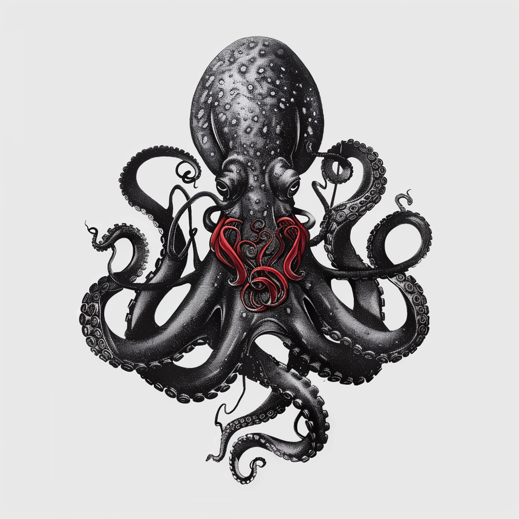 Sticker of a Octopus heartcore majestic Expressive surreal Vinyl Decal Sticker for Car, Laptop, Tumbler and more # F015703