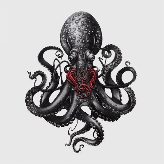 Sticker of a Octopus heartcore majestic Expressive surreal Vinyl Decal Sticker for Car, Laptop, Tumbler and more # F015703