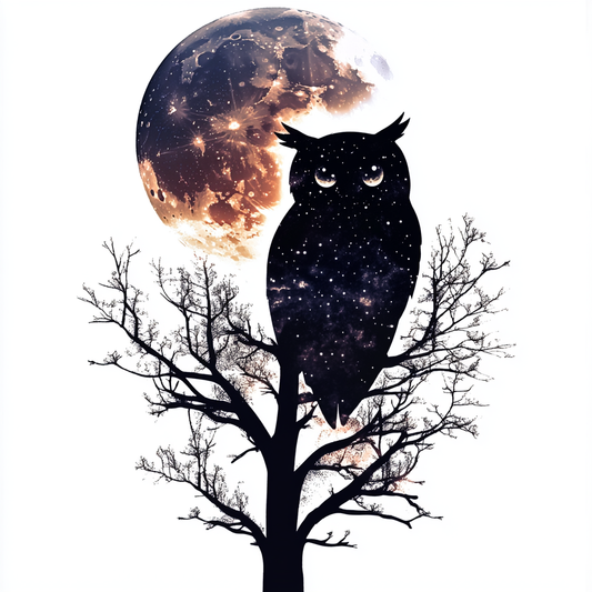 Owl Moon and Stars Vinyl Decal Sticker for Car, Laptop, Tumbler and more # F025727