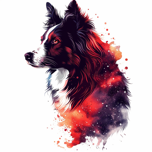 Border Collie Dog majestic Expressive surreal Vinyl Decal Sticker for Car, Laptop, Tumbler and more # F021846-4" x 4"