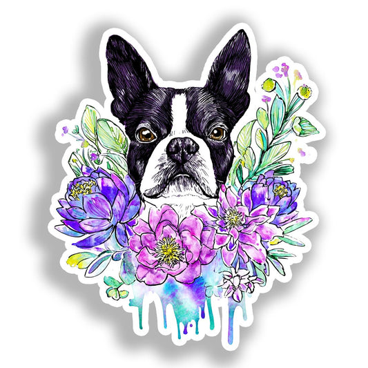 Boston Terrier Dog Vinyl Decal Sticker for Car, Laptop, Tumbler and more # A018962-4" x 4"