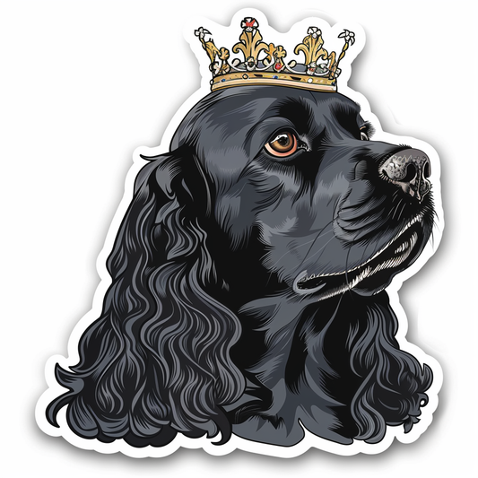 Cocker Spaniel Dog crowned majestic Expressive surreal Vinyl Decal Sticker for Car, Laptop, Tumbler and more # F020263-4" x 4"