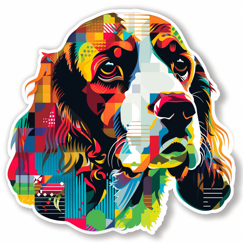 Cocker Spaniel Dog cyber punk Expressive surreal Vinyl Decal Sticker for Car, Laptop, Tumbler and more # F020310-6" x 6"