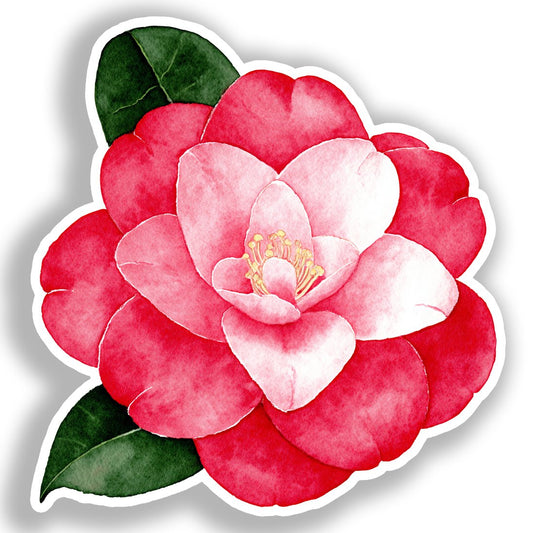 Camellia Flower Vinyl Decal Sticker for Car, Laptop, Tumbler and more # A018904-4" x 4"