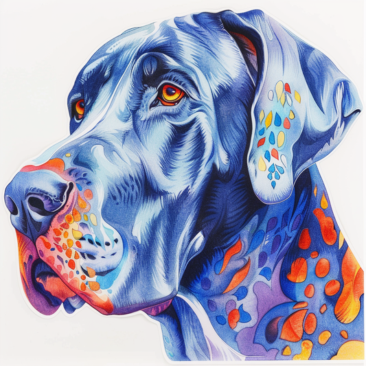 Adorable Great Dane Dog Expressive surreal Vinyl Decal Sticker for Car, Laptop, Tumbler and more # F017932