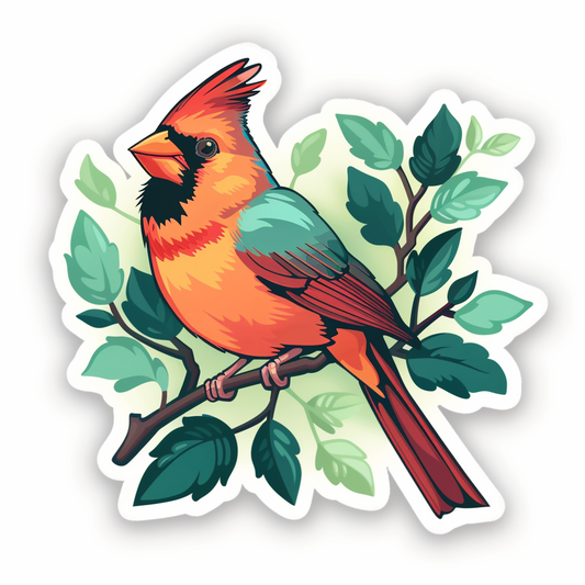 Sticker of a Cardinal Bird majestic Expressive surreal Vinyl Decal Sticker for Car, Laptop, Tumbler and more # F024219