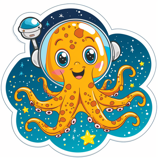 Cute and Adorable Octopus full body space suit Expressive surreal Vinyl Decal Sticker for Car, Laptop, Tumbler and more # F015957