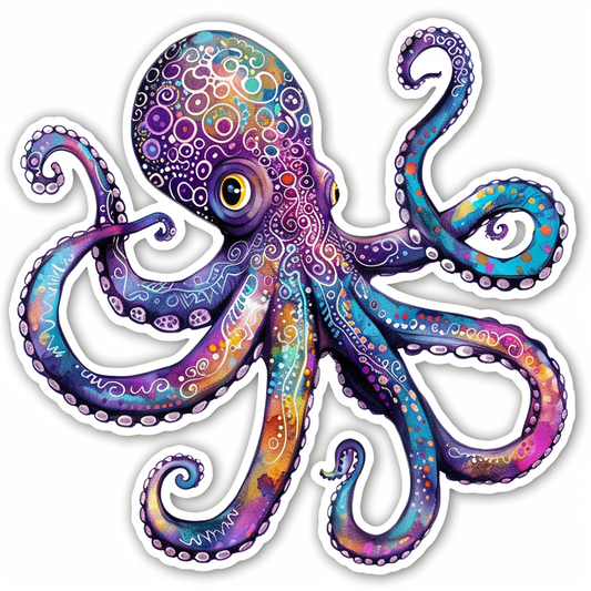 Sticker of a Octopus heartcore majestic Expressive surreal Vinyl Decal Sticker for Car, Laptop, Tumbler and more # F015485