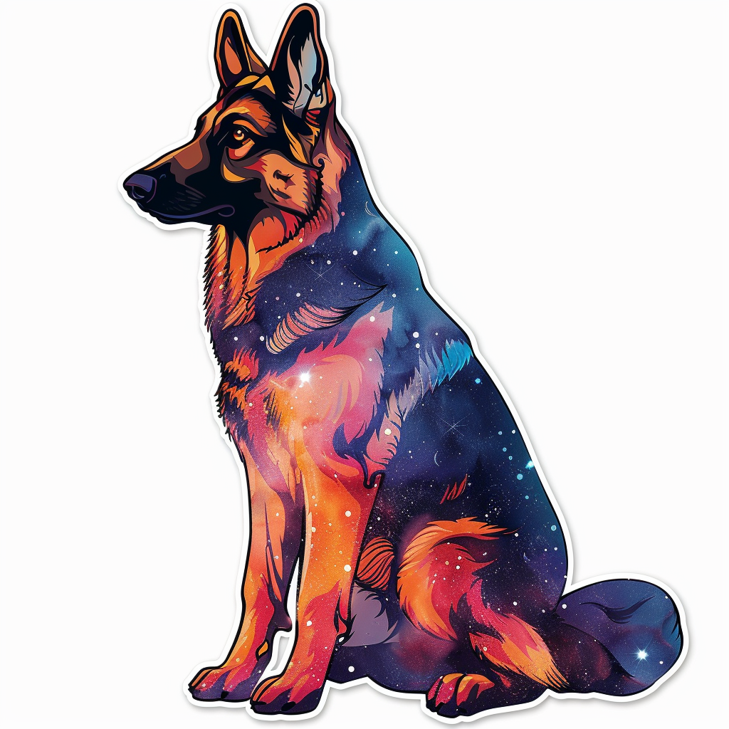 German Shepherd Dog galaxy Vinyl Decal Sticker for Car, Laptop, Tumbler and more # F011306
