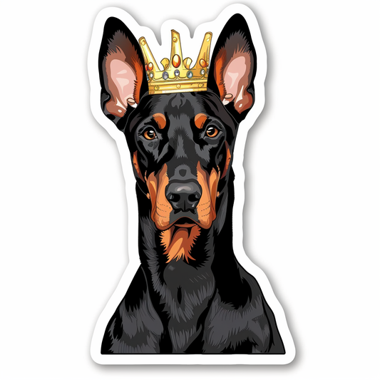 Doberman Pinscher Dog crowned Expressive surreal Vinyl Decal Sticker for Car, Laptop, Tumbler and more # F019368