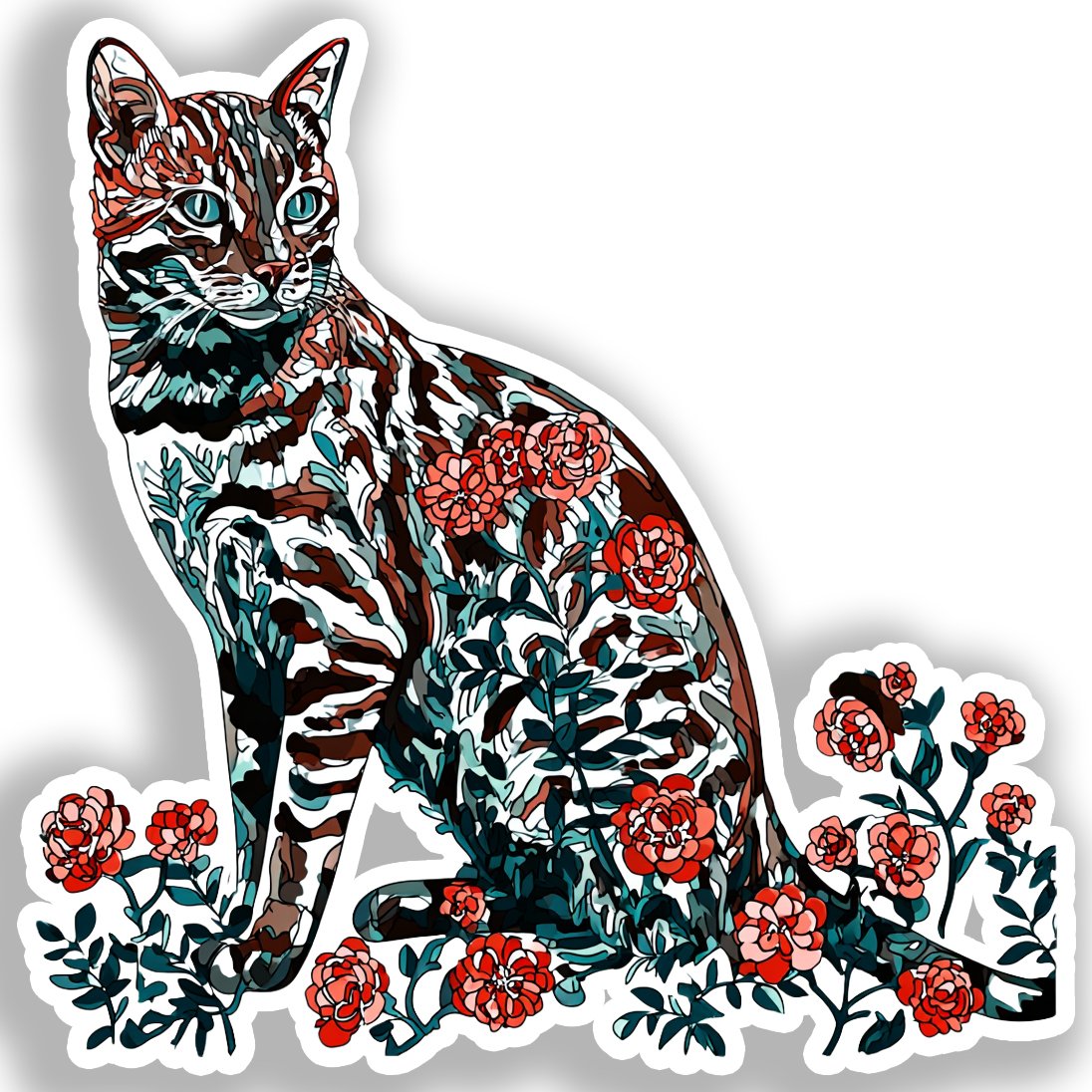 Bengal Cat Vinyl Decal Sticker for Car, Laptop, Tumbler and more # A018609-4" x 4"