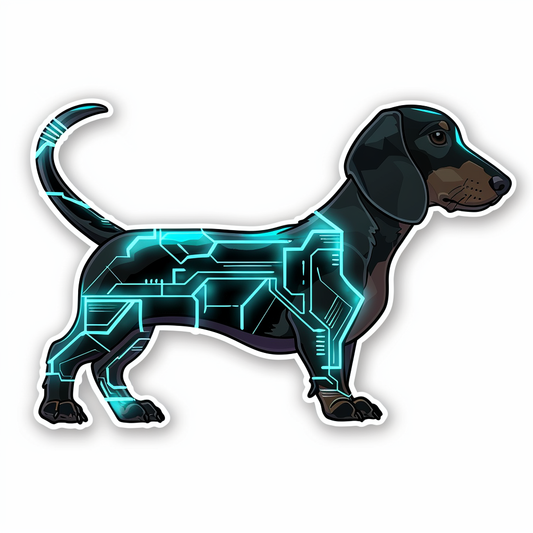 Dachshund Dog cyber punk Vinyl Decal Sticker for Car, Laptop, Tumbler and more # F012936