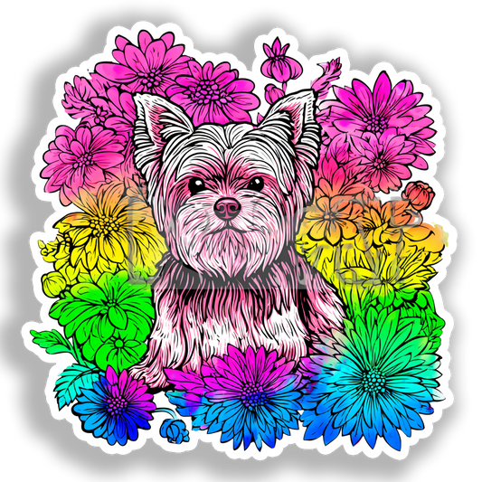 Yorkshire Terrier Dog Vinyl Decal Sticker for Car, Laptop, Tumbler and more # A017082-4" x 4"