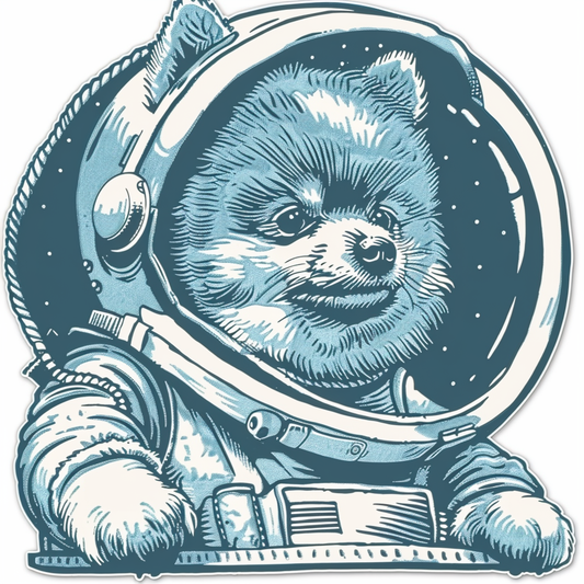 Sticker of a Pomeranian Dog astronaut majestic Expressive surreal Vinyl Decal Sticker for Car, Laptop, Tumbler and more # F013863