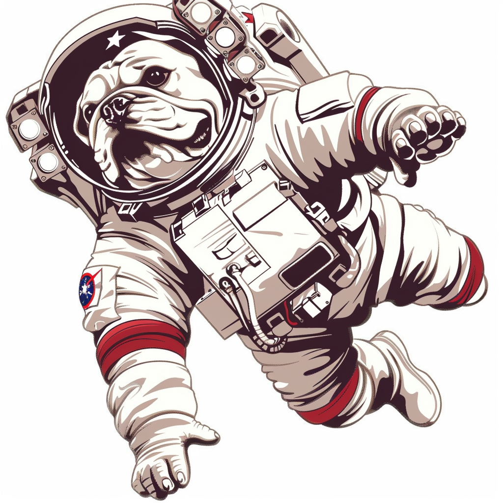 Sticker of a Bulldog Dog astronaut majestic Expressive surreal Vinyl Decal Sticker for Car, Laptop, Tumbler and more # F017297