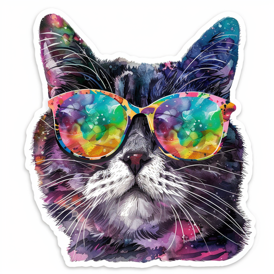 American Shorthair Cat majestic Expressive surreal Vinyl Decal Sticker for Car, Laptop, Tumbler and more # F019858-4" x 4"