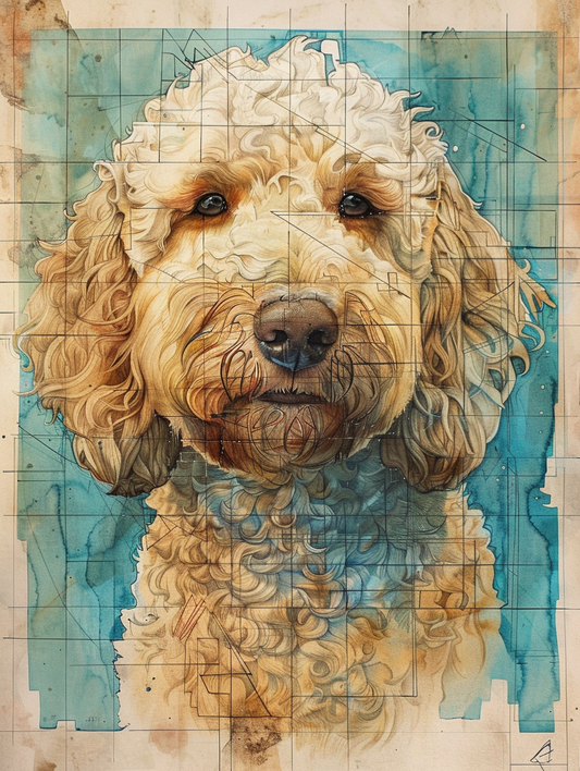Poster of Goldendoodle dog Expressive surreal Poster # F024287