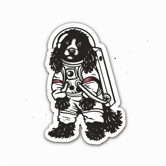 Cocker Spaniel Dog astronaut majestic Expressive surreal Vinyl Decal Sticker for Car, Laptop, Tumbler and more # F020211-4" x 4"