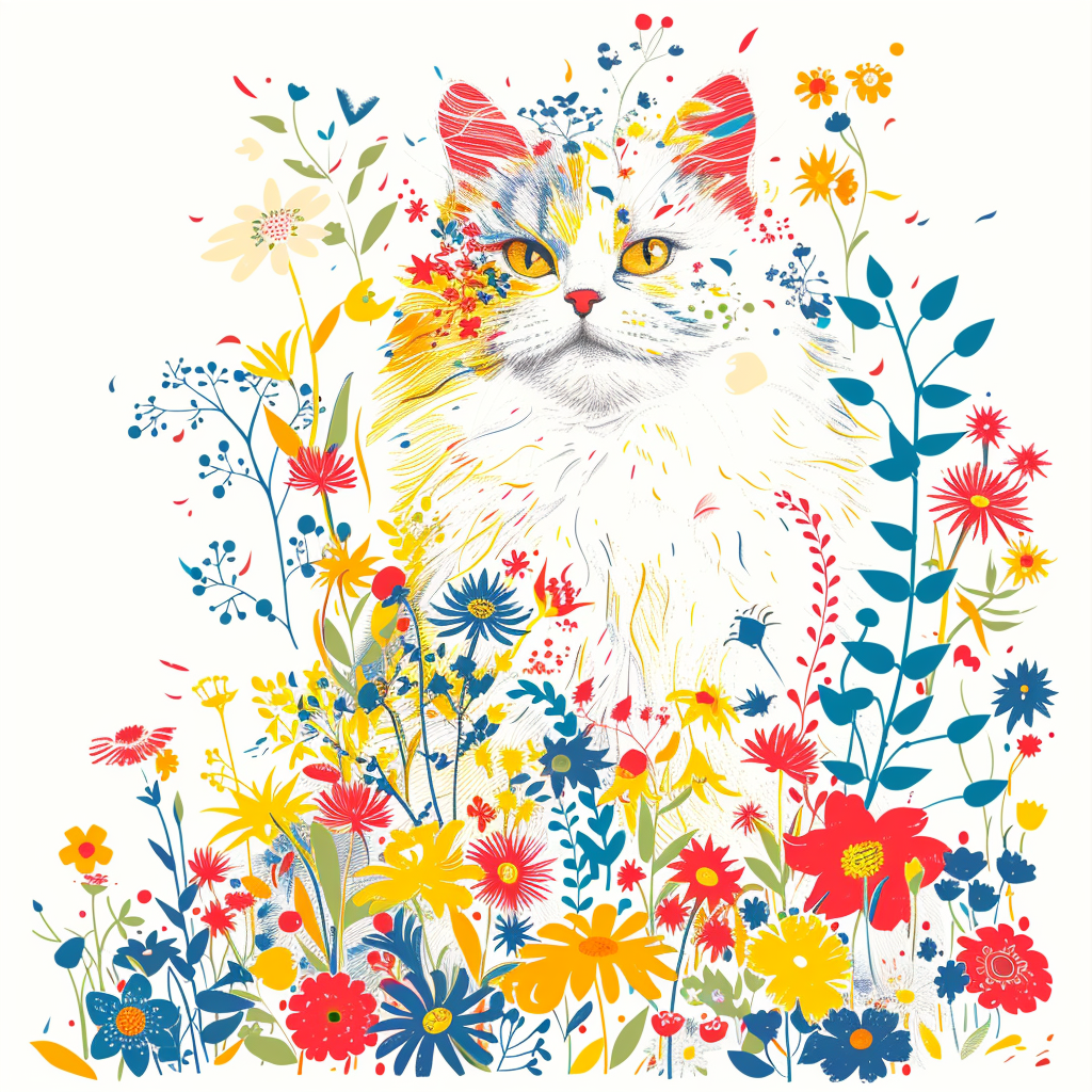 Persian Cat floral majestic Expressive surreal Vinyl Decal Sticker for Car, Laptop, Tumbler and more # F016213